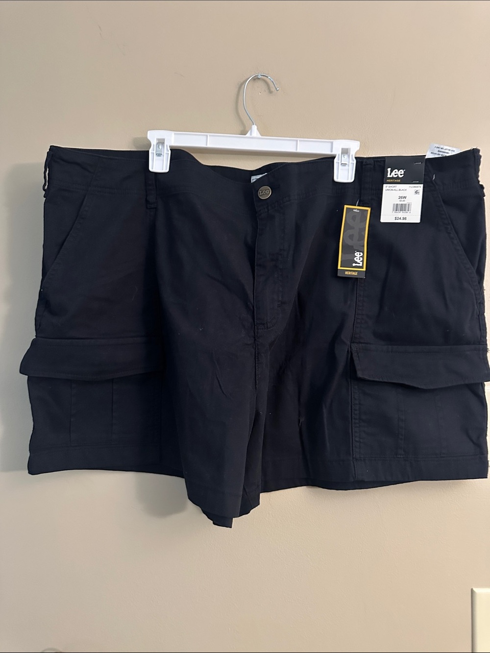 Lee Black Cargo Shorts with Flap Pockets